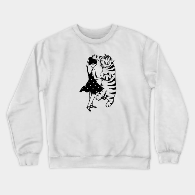 Girl and Tiger dancing Crewneck Sweatshirt by RicardoCarn